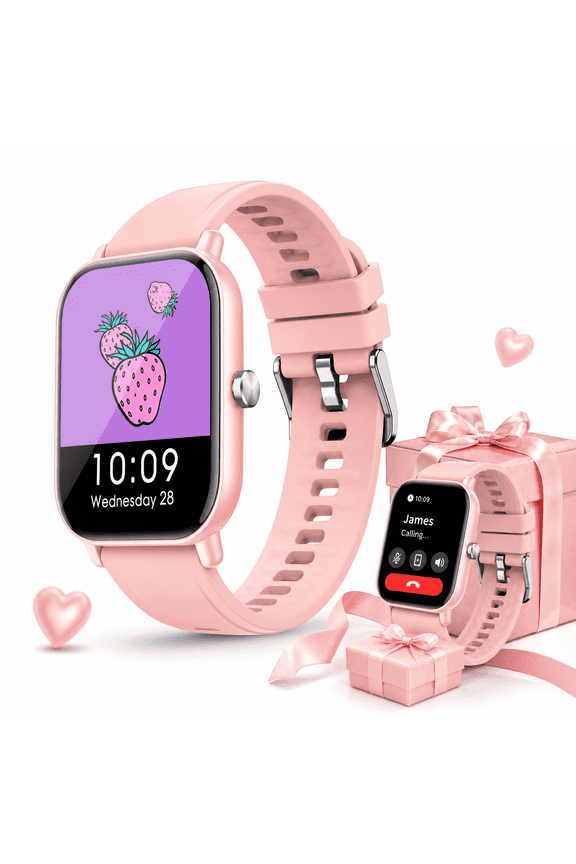 Smart Watch for Android and iPhone, Bluetooth Calling Smartwatch, IP68 Waterproof Fitness Tracker, Pink, Gift