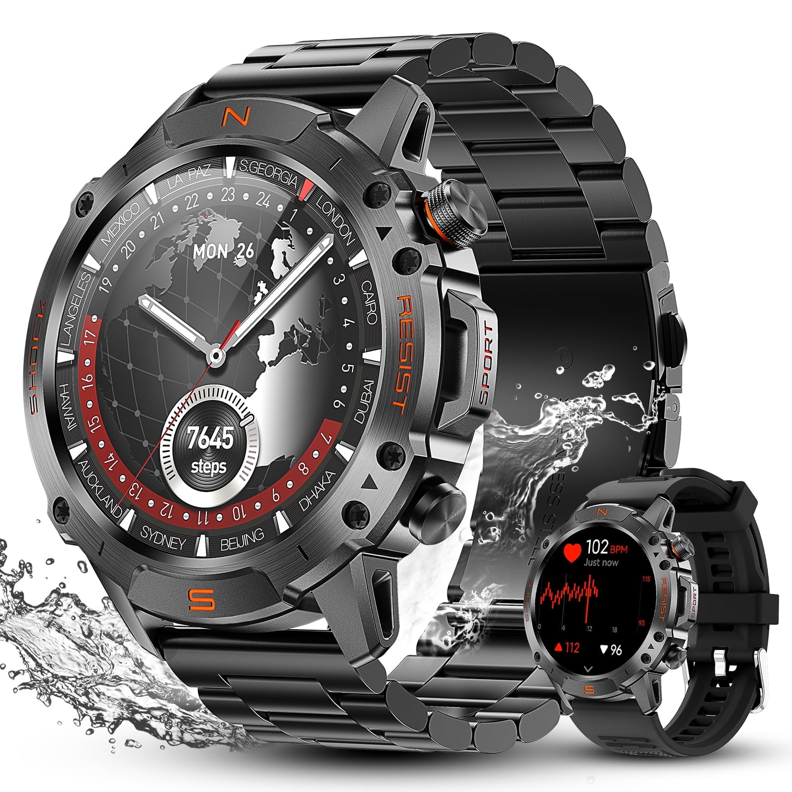 WalkerFit Smart Watch for Men, 1.43" AMOLED, 5ATM Waterproof, Bluetooth Call, Long Battery