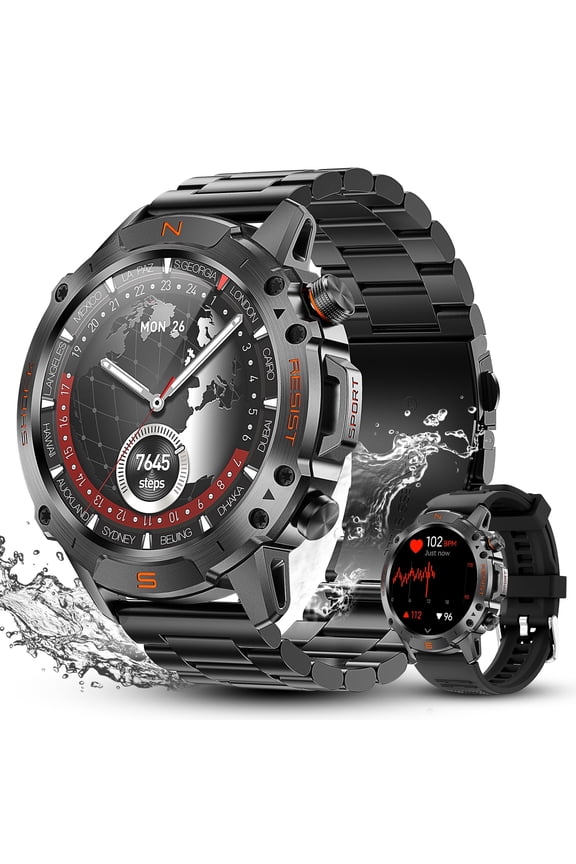 WalkerFit Smart Watch for Men, 1.43" AMOLED, 5ATM Waterproof, Bluetooth Call, Long Battery