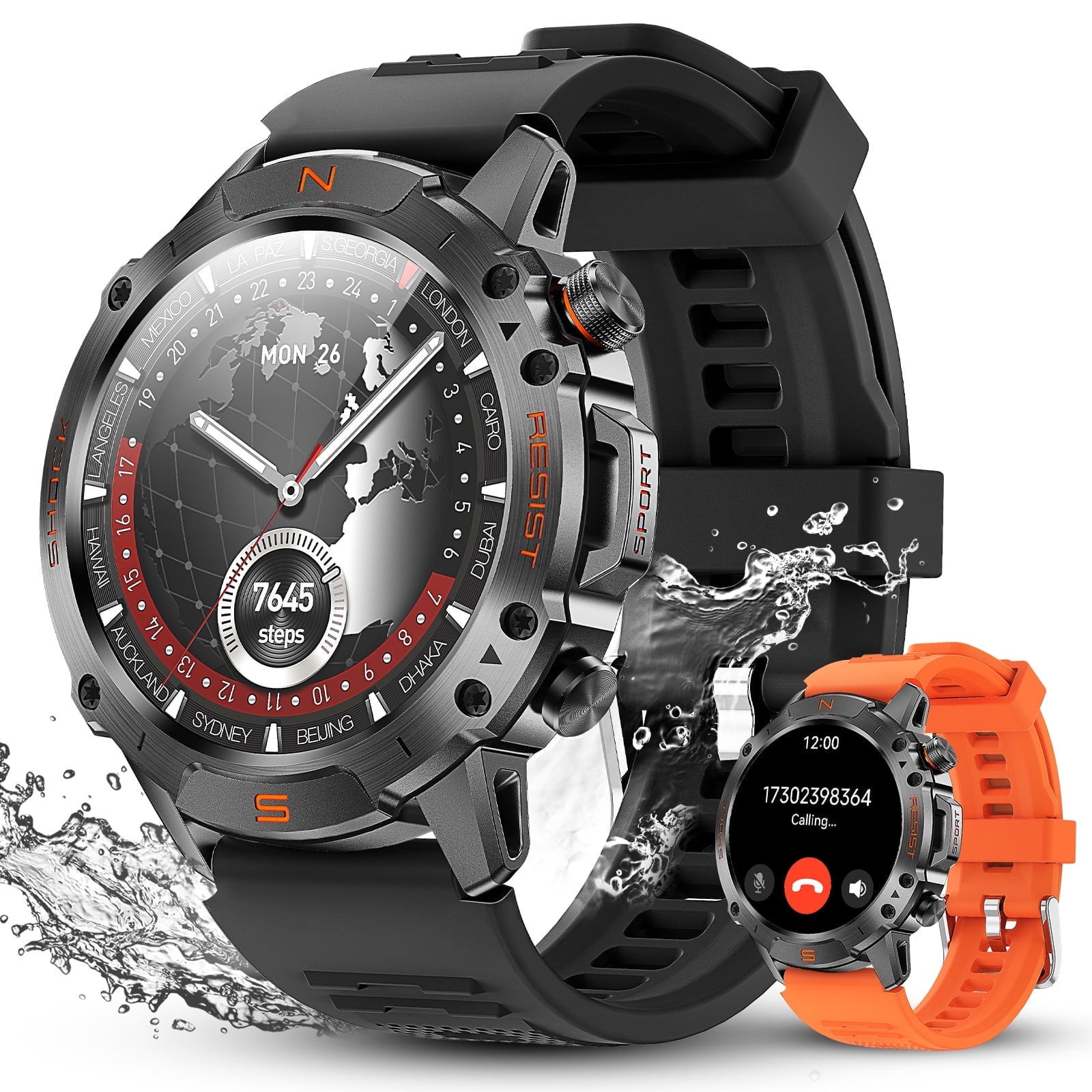 WalkerFit Smart Watch for Men, 1.43" Round AMOLED, 5ATM Waterproof, Long Battery, for iPhone Android