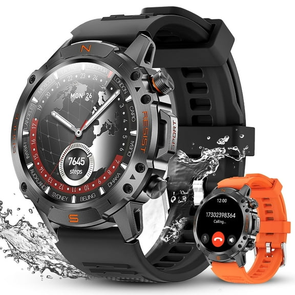 WalkerFit Smart Watch for Men, 1.43" Round AMOLED, 5ATM Waterproof, Long Battery, for iPhone Android