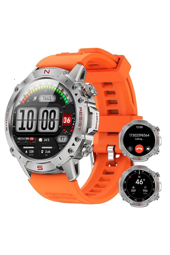 WalkerFit Smart Watch for Men, 1.43" Round AMOLED, 5ATM Waterproof, Long Battery, for iPhone Android