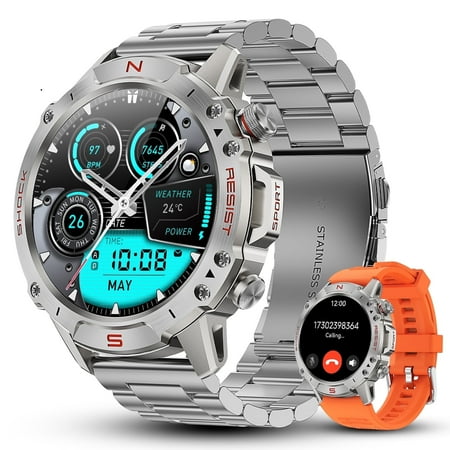 WalkerFit Smart Watch for Men, 1.43" Round AMOLED, 5ATM Waterproof, Long Battery, for iPhone Android