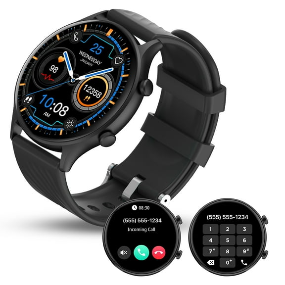 WalkerFit Smart Watches - Make/Answer, 1.39 Inch Waterproof Fitness Watch with Gold Band