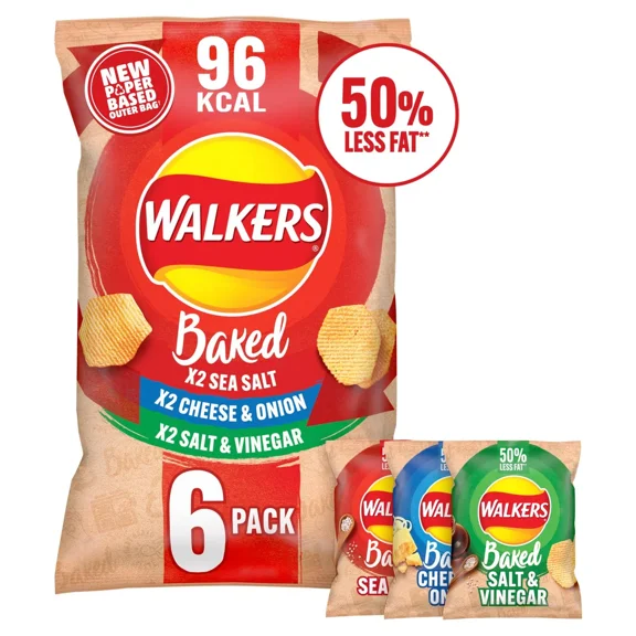 Walkers Baked Variety Multipack Crisps, 6 x 25 g - British Snacks