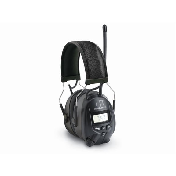 WALKER'S Digital AM/FM Radio Muff - 25dB Noise Reduction Rating Hunting Shooting Hearing Protection Electronic Earmuffs w/ Radio, MP3/CD Player Jack, 2 AAA Batteries Included