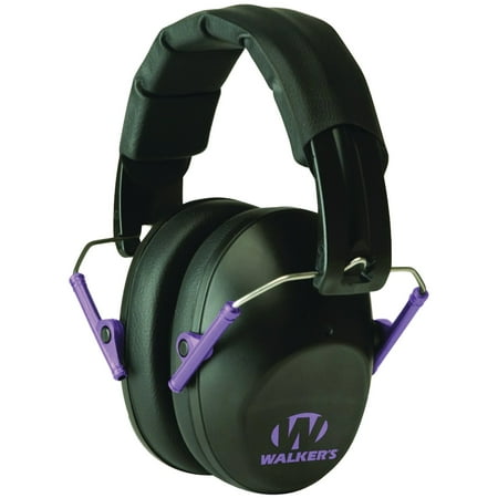 Walkers GWPFPM1BKPU Pro Low Profile Folding Muff Earmuff 22 dB Black/Purple