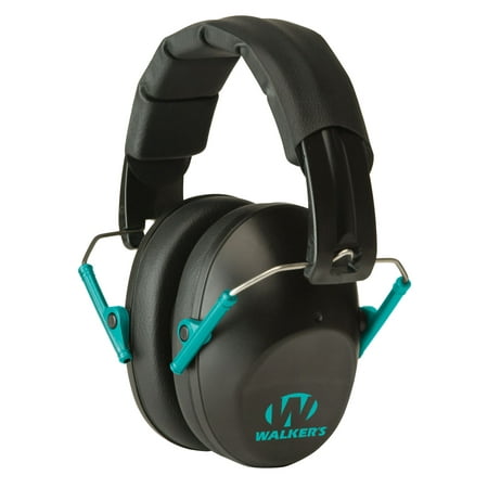 Walkers GWPFPM1BKTL Pro Low Profile Folding Muff Earmuff 22 dB Black/Teal
