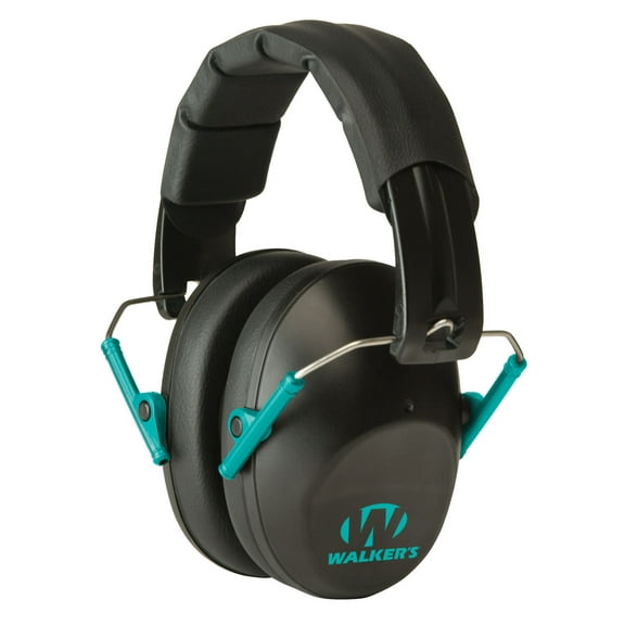 Walkers GWPFPM1BKTL Pro Low Profile Folding Muff Earmuff 22 dB Black/Teal