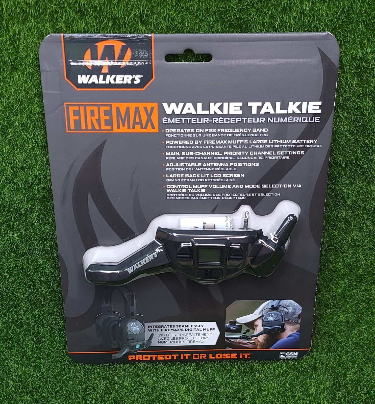 WALKERS FireMax Muff Walkie Talkie FRS Frequency Adjustable Antenna LCD Screen Attachable Wireless Long-Distance Outdoor Communicator for FireMax Shooting Muffs
