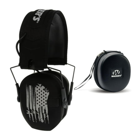 Walkers Game Ear Razor Freedom Series Muffs (Flag) with Protective Case