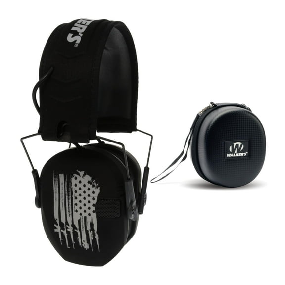 Walkers Game Ear Razor Freedom Series Muffs (Flag) with Protective Case