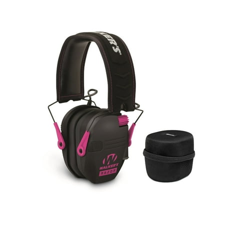 Walkers Game Ear Razor Muffs (Black and Pink) with Protective Case