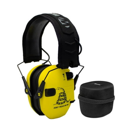 Walkers Game Ear Razor Muffs (Don't Tread on Me Yellow) with Protective Case