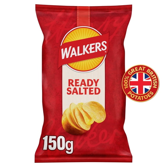 Walkers Legendary Ready Salted Potato Crisps 150g, Imported from Britain