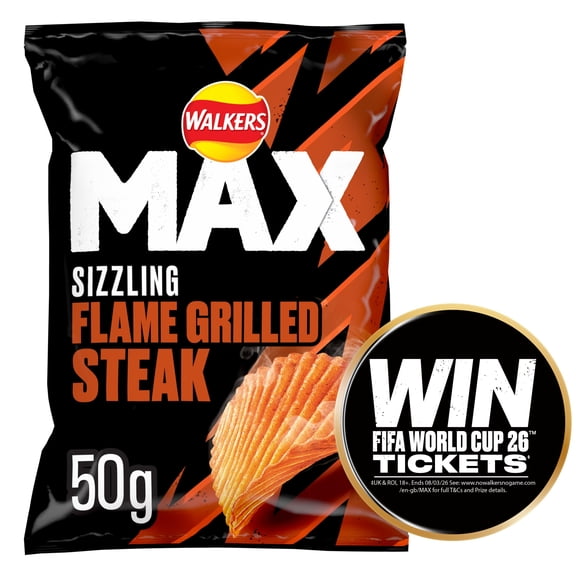Walkers Max Flame Grilled 50G, Imported from Britain