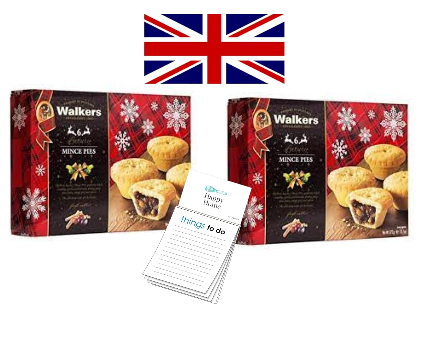 Walkers Mince Pie Holiday Tarts 2 Box, 12 Pieces Luxury Mincemeat