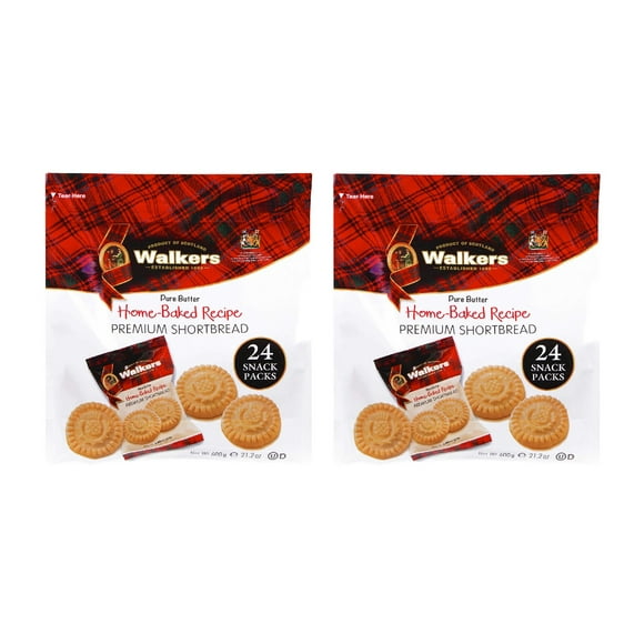 Walkers Pure Butter Home-Baked Premium Shortbread Cookies, 0.89 oz, 24 ct 2PK