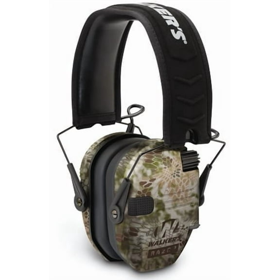 Walker's Razor Slim Ultra Low Profile Compact Design Adjustable Range Shooting Hunting Hearing Protection Electronic Earmuffs - Kryptek