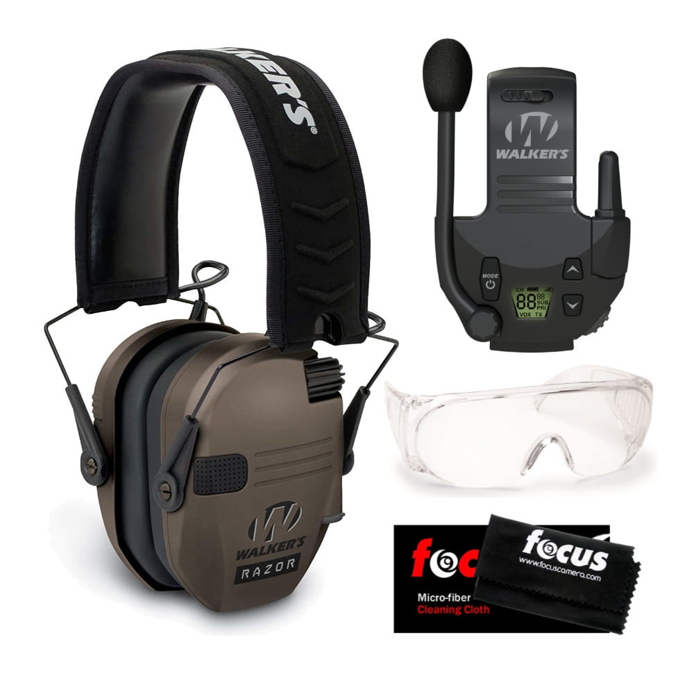 Walkers Razor Slim Electronic Muff (Flat Dark Earth) with Walkie Talkie