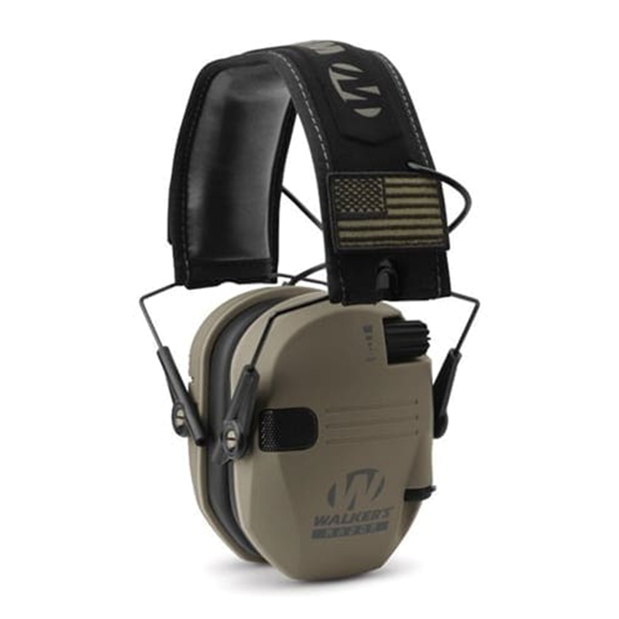 Walkers Razor Slim Shooter Electronic Folding Protection Muffs, Tan Patriot