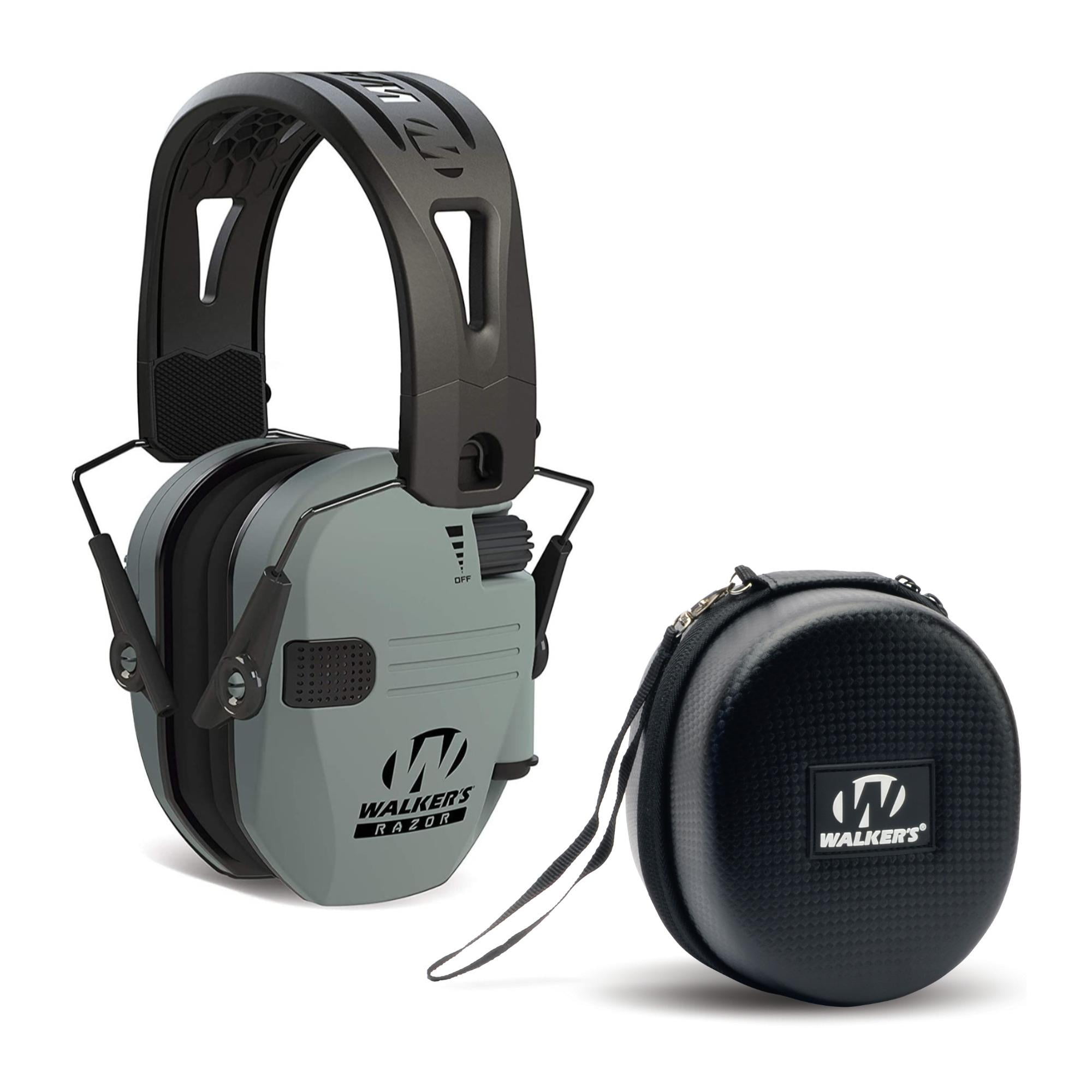 Walkers Razor Tacti-Grip with Rubber Headband (Battleship Gray) with Protective Case