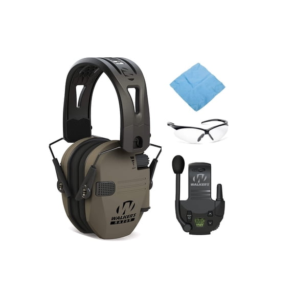 Walkers Razor Tacti-Grip with Rubber Headband (Earth) w/Walkie-Talkie Bundle