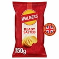 thumbnail image 1 of Walkers Ready Salted Sharing Bag Crisps 150g, British Import (Pack of 3), 1 of 5