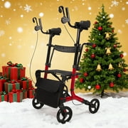 Arshin Senior Mobility Aid,Heavy-Duty Rollator Walker with Seat,450 lbs Capacity,19 lbs Ultra Lightweight Foldable Design,10" All-Terrain Wheels for Indoor Outdoor,Adjustable Height(Red)