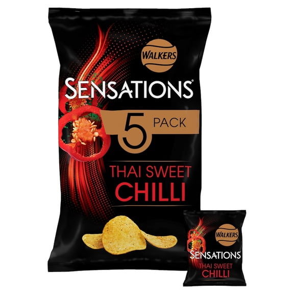 Walkers Sensations Multipack Crisps - Thai Sweet Chilli 5x25g - Crisps from England