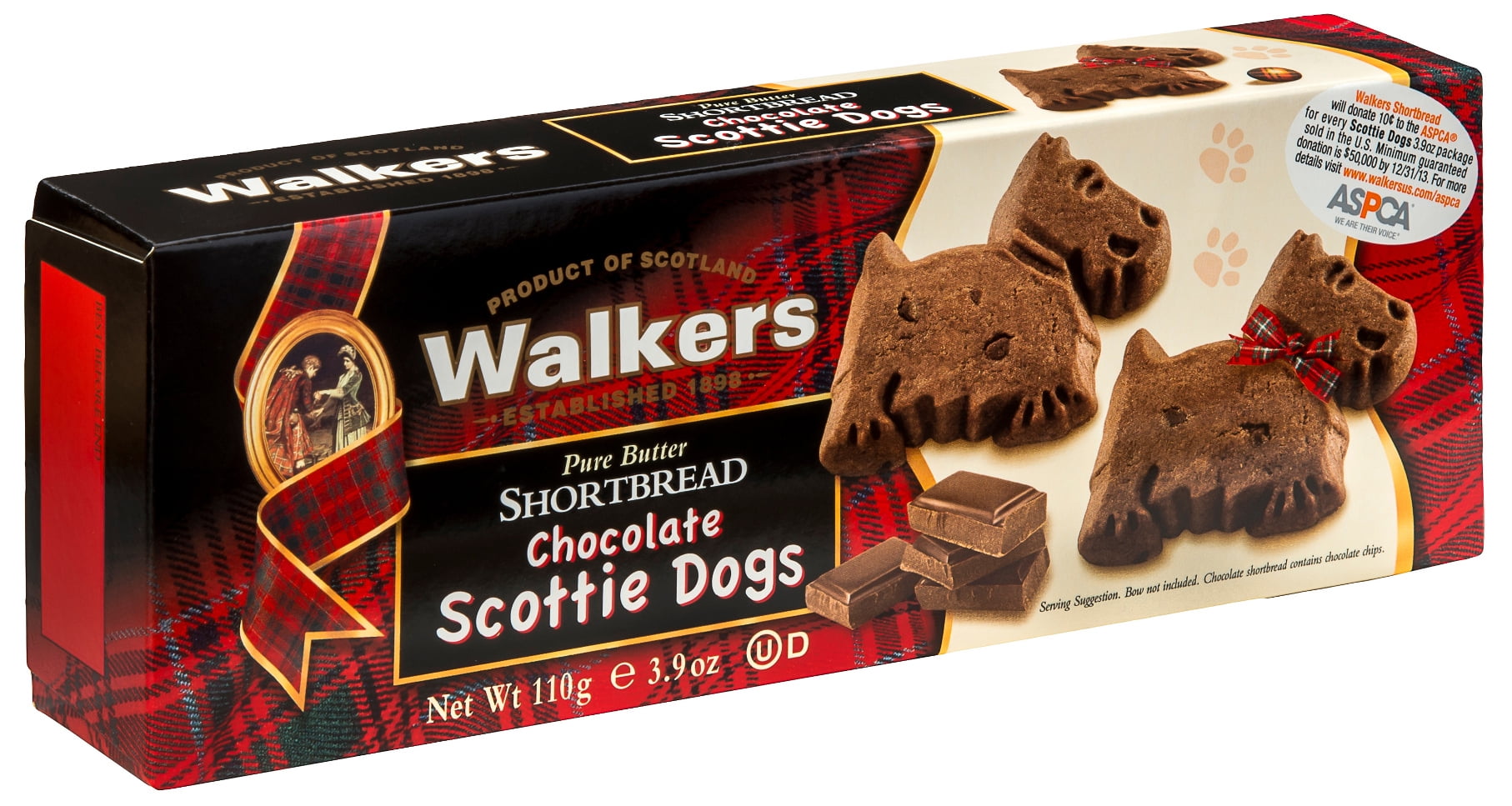 Walkers Shortbread Carton, Chocolate Scottie Dogs, 3.9oz (110g