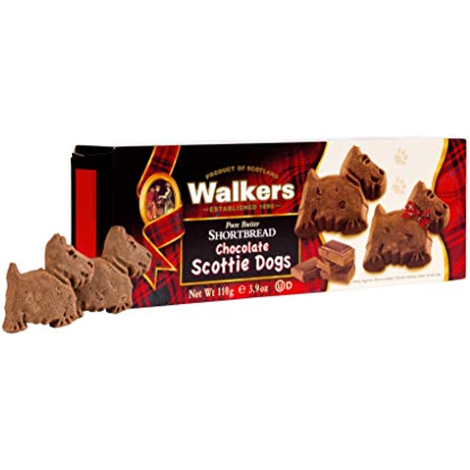 Walkers Shortbread Scottie Dog Shaped Chocolate Shortbread Cookies, 3.9