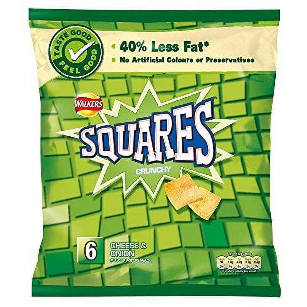 Walkers Squares Cheese & Onion Potato Snacks 27.5g Pack of 6