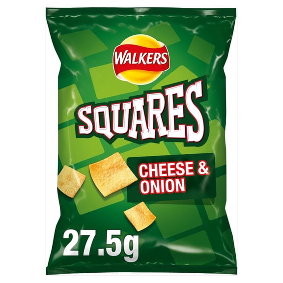Walkers Squares Cheese & Onion Snacks Crisps 27.5g (pack of 32)
