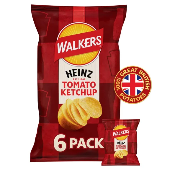 Walkers Tomato Ketchup Multipack Crisps - 6 Pack - UK Crisps