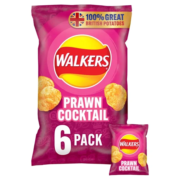 Walkers UK Prawn Cocktail Crisps - 6 x 25g