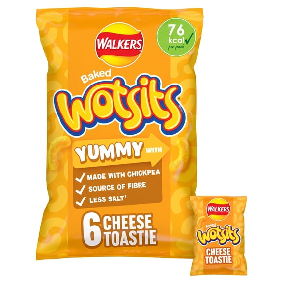 Walkers Wotsits Cheese Toastie Multipack Crisps 6 x 16g, Imported from Britain
