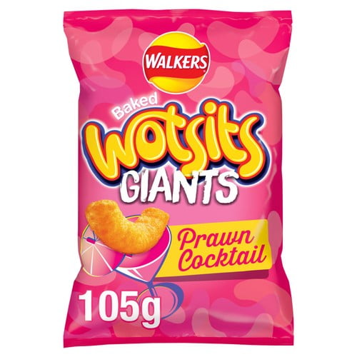 Walkers Wotsits Giants Prawn Cocktail Snacks Crisps 105g, British Import (Pack of 3)