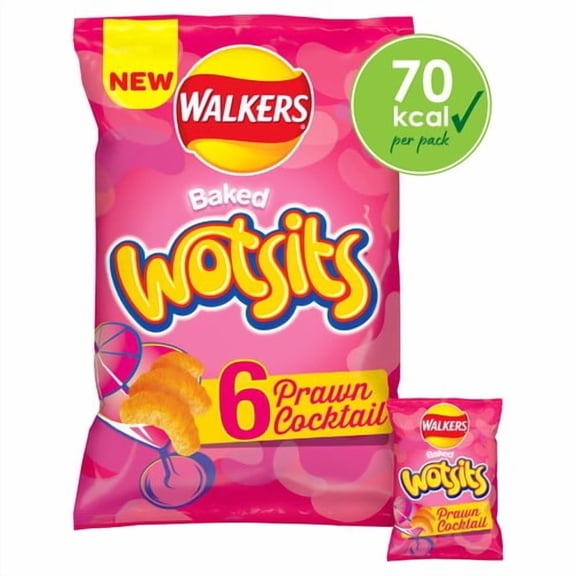 Walkers Wotsits Prawn Cocktail Multipack Snacks Crisps 6 x 13.5g, British Import (Pack of 6)