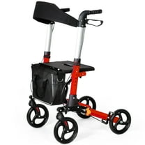 Walkers for Seniors with Seat Adjustable Rollator Walker with 10" Wheels, 350 lbs Capacity, Foldable Rolling Walker for Mobility Impaired