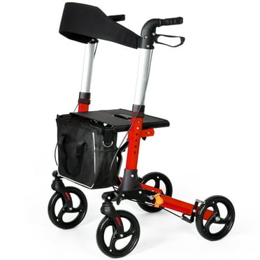 Walkers for Seniors with Seat Adjustable Rollator Walker with 10" Wheels, 350 lbs Capacity, Foldable Rolling Walker for Mobility Impaired