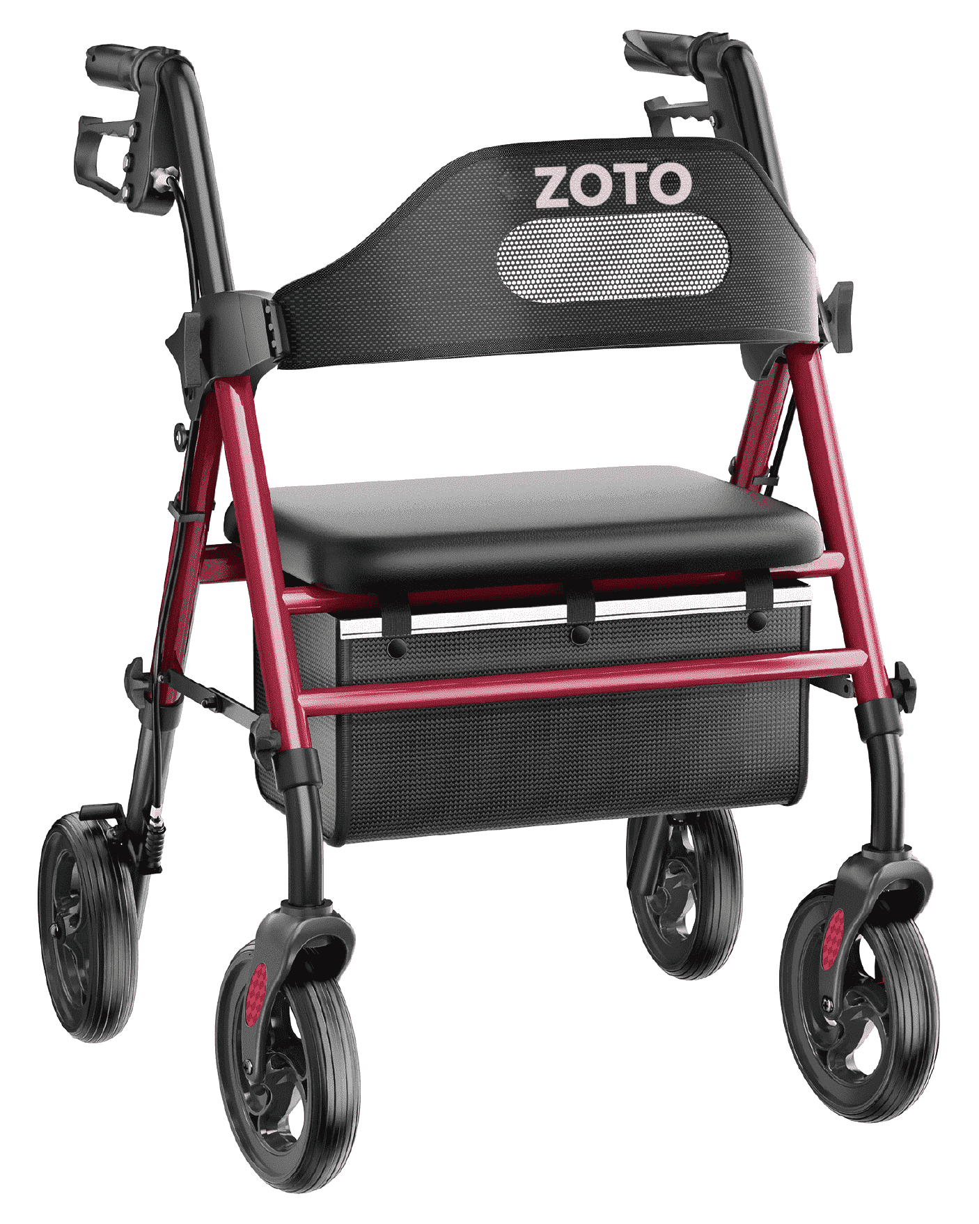 Walmart Black Friday Deals 2025 ZOTO Foldable Rollator Walker with Seat for Seniors, Height Adjustable Lightweight Rolling Walker with Sturdy Reinforced Carbon Steel Frame, Red (VR2-RD)