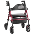thumbnail image 1 of ZOTO Foldable Rollator Walker with Seat for Seniors, Height Adjustable Lightweight Rolling Walker with Sturdy Reinforced Carbon Steel Frame, Red (VR2-RD), 1 of 9
