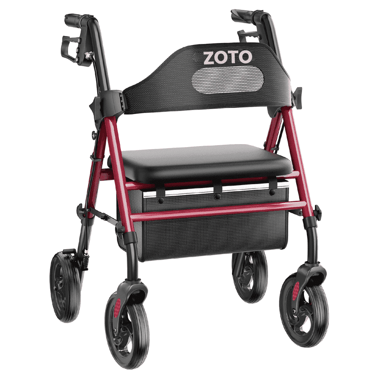 ZOTO Foldable Rollator Walker with Seat for Seniors, Height 