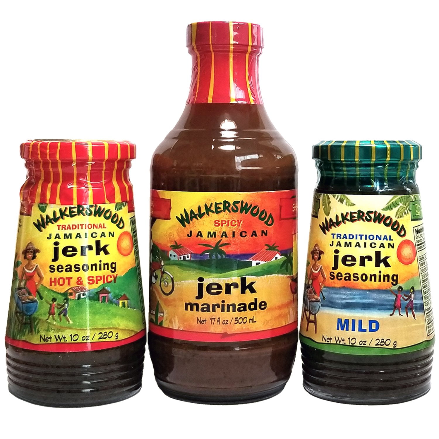 Walkerswood Jamaican Jerk Seasonings AIF4 Mixed Pack Hot & Spicy