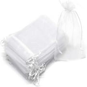 Walkfairy 100PCS Premium Sheer Organza Bags, White Wedding Favor Bags, 4x6 Jewelry Gift Bags for Party, Jewelry, Christmas, Festival, Bathroom Soaps, Makeup Organza Favor Bags Wrapping Supplie