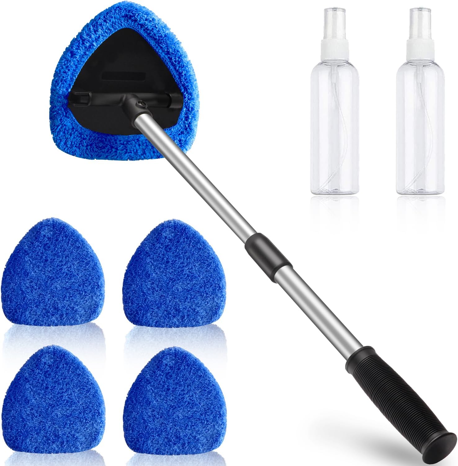 Walkfairy 25.6'' Extendable Longer Windshield Cleaning Tool, Stronger  Absorbent Car Window Cleaner with 5 pcs Washable Pads and 2 pcs 60ml Spray