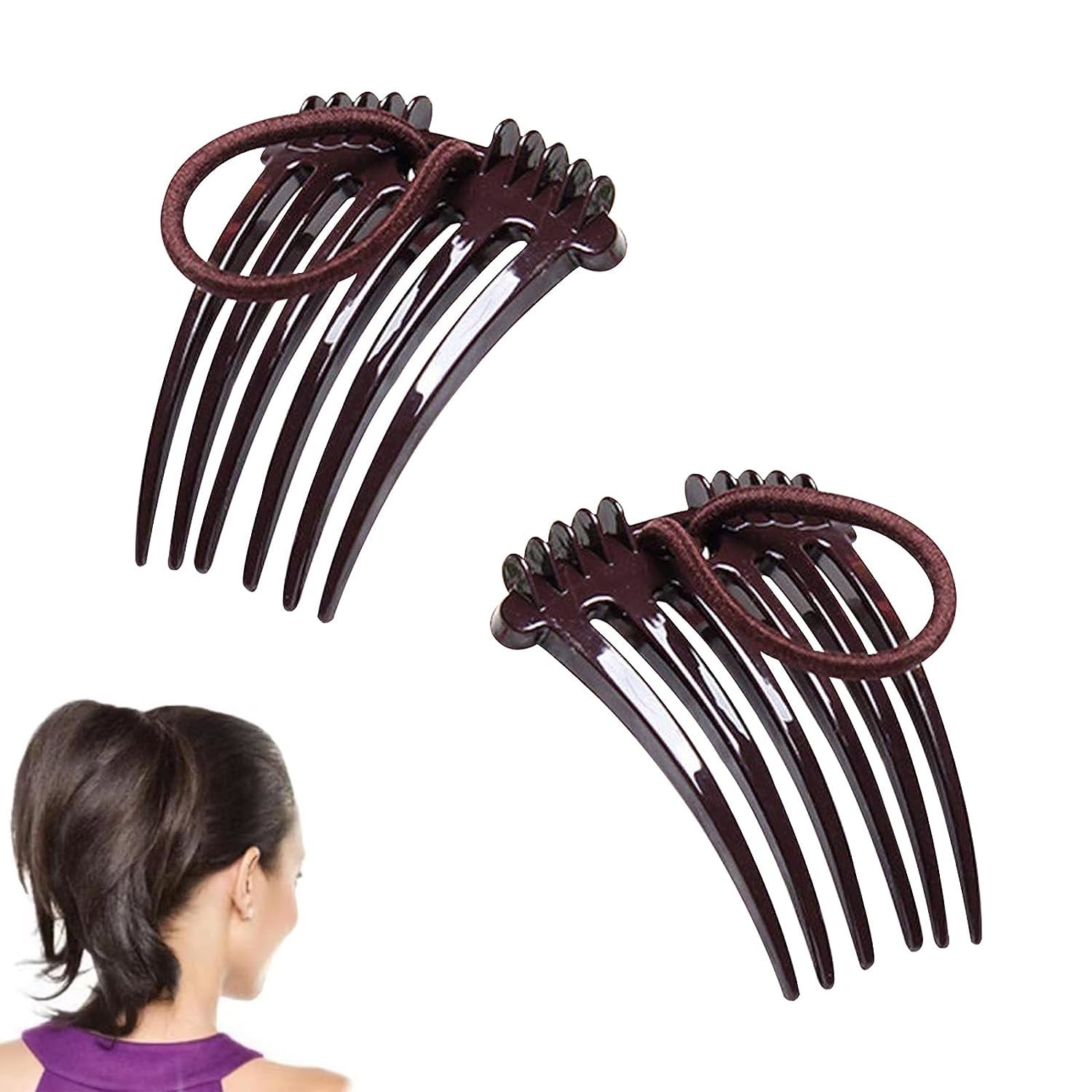 Walkfairy 2PCS Bandette Comb,Bandette Comb With Elastic Band,Ponytail