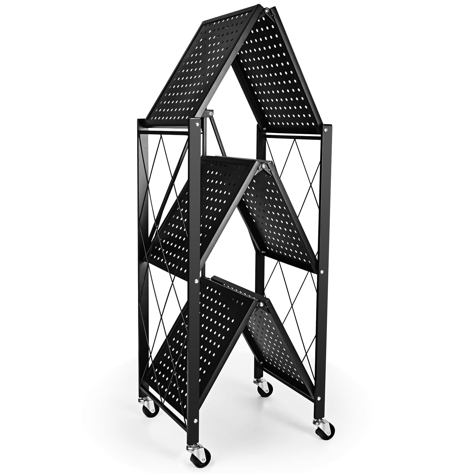 Walkfairy 3Tier Heavy Duty Foldable Metal Rack Storage Shelving Unit