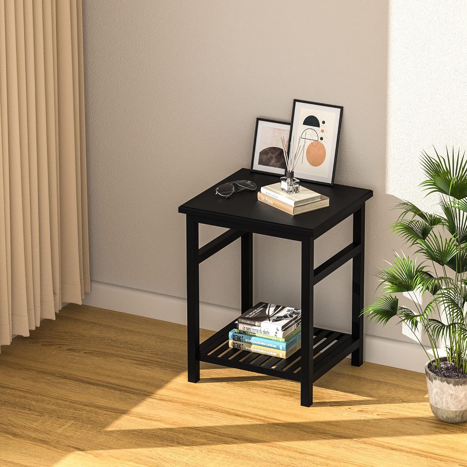Walkfairy Nightstand, End Table, Bamboo Night Stand Bedside Table, Side